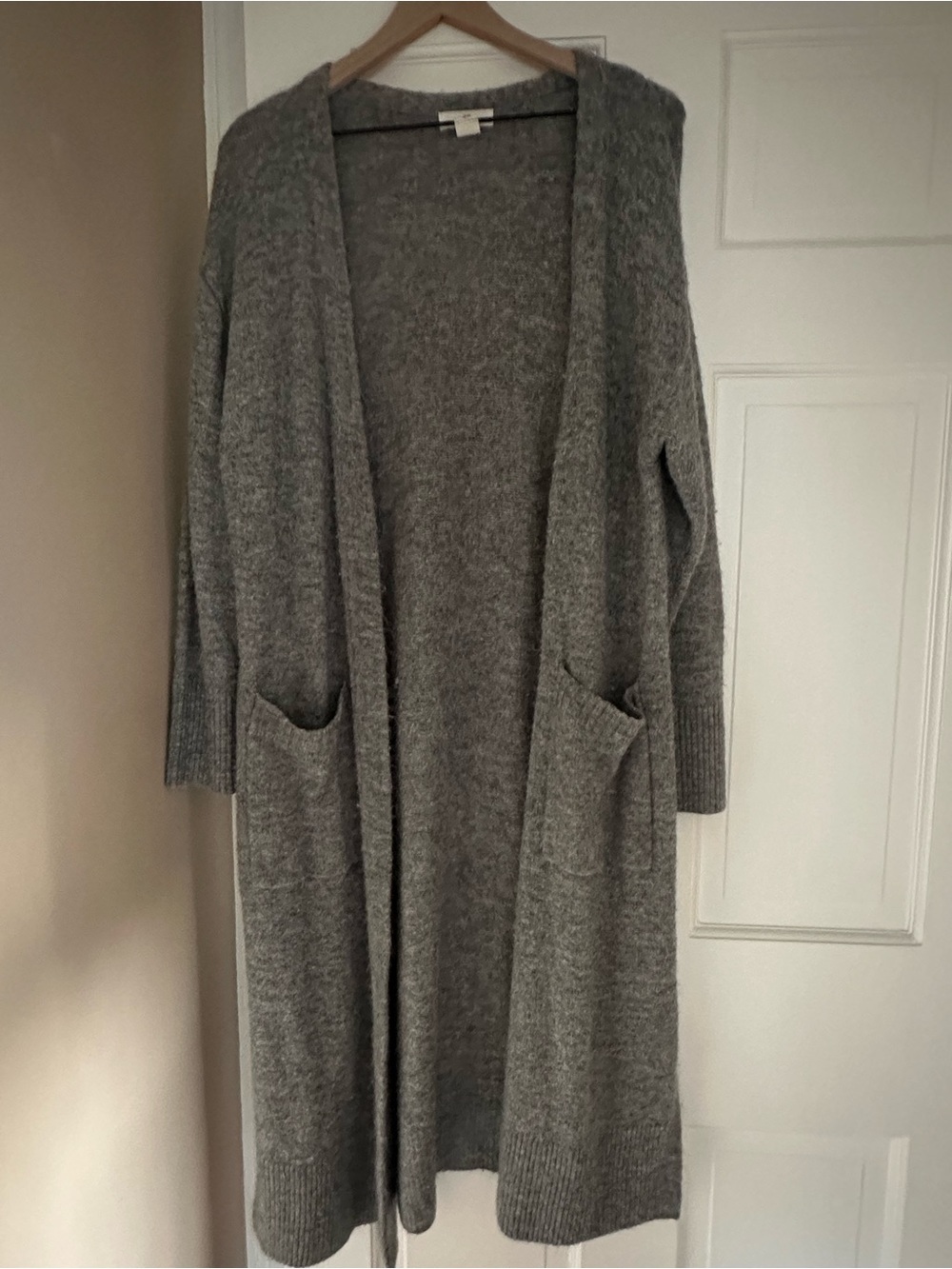 H&M Long Open-Front Cardigan in Gray